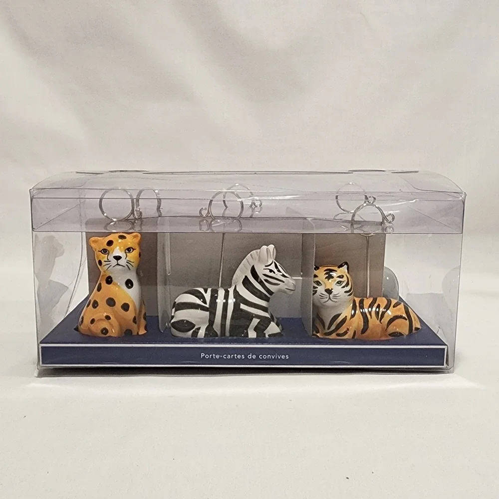 Pier 1 Imports Safari Animal Place Card Holders Ceramic Set of 6 NIB 4213945
